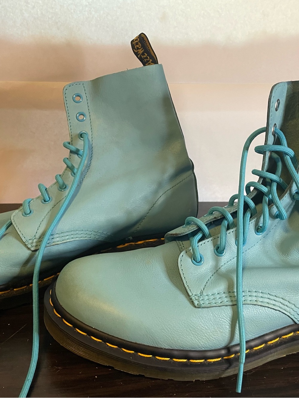 Dr Martens Pascal Pastel Blue Lace-Up Combat Boots - Women's - Picture 2 of 11